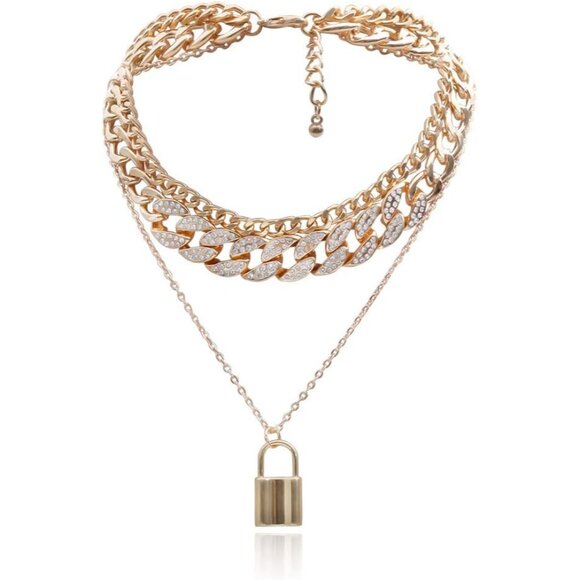 Fashion-Forward Rhinestone Cuban Link Necklace Set - Perfect for Every Occasion - Picture 6 of 8
